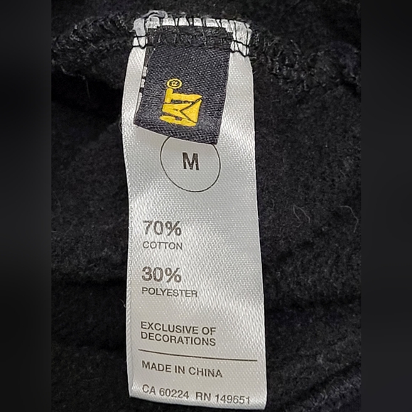 CAT Caterpillar Heavy Equipment Logo Hoodie Sweatshirt Pullover Black Silver Med - Picture 6 of 9
